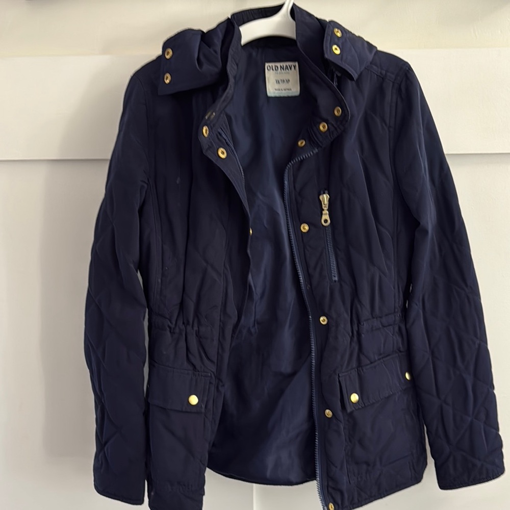 Old Navy Quilted Navy Jacket with Gold Accents